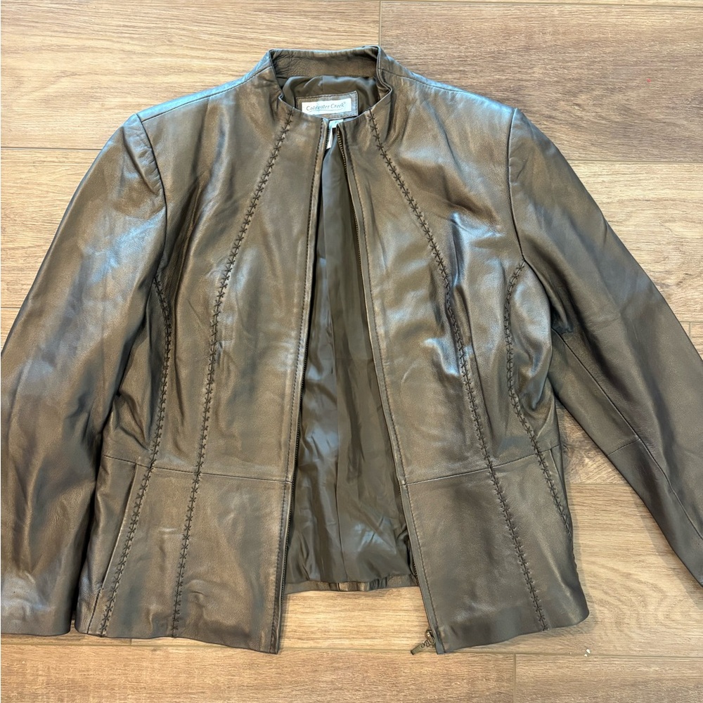 Coldwater Creek Dark Brown Leather Blazer